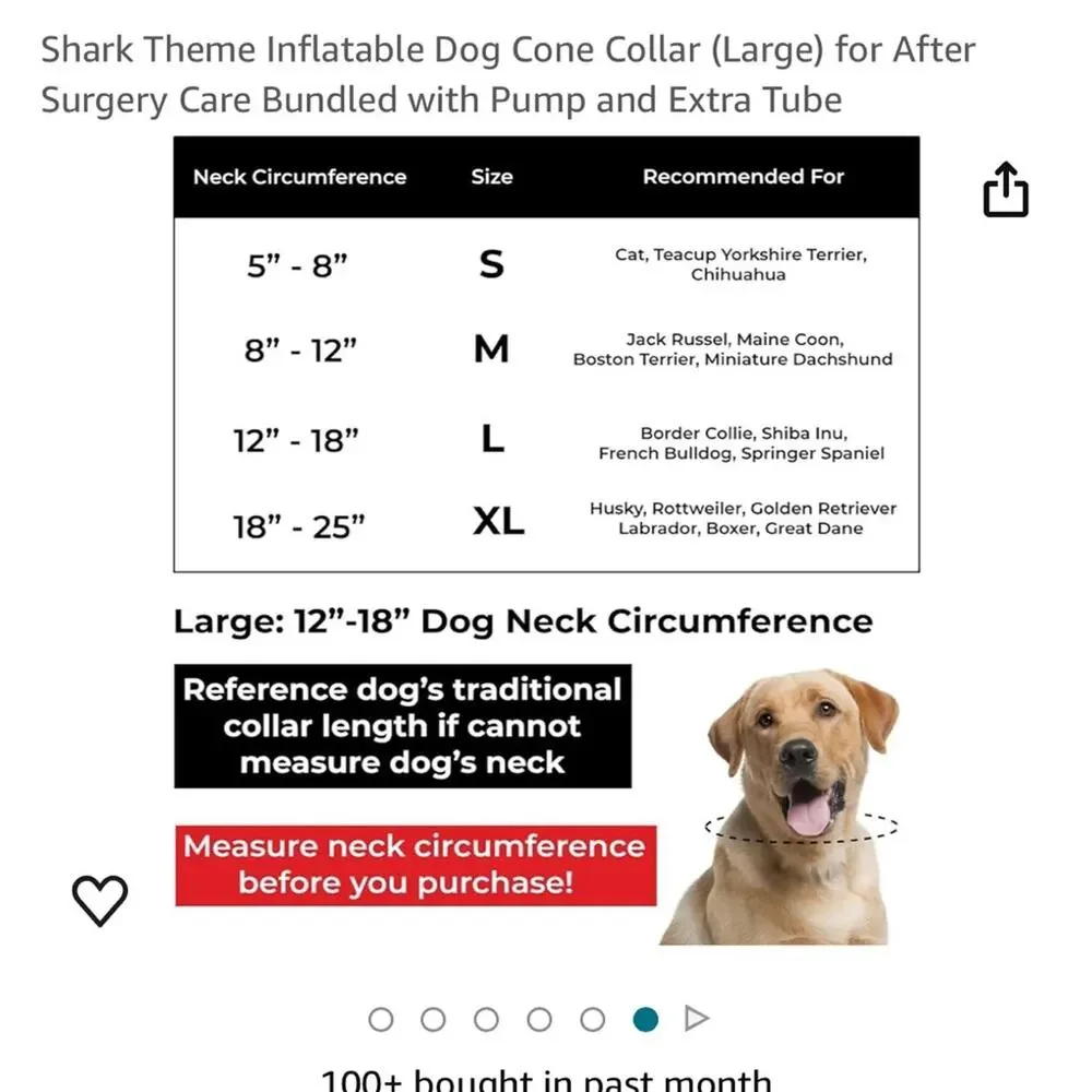 Choola Pet Inflated Recovery Collar Shark Attack Design Large Dog
